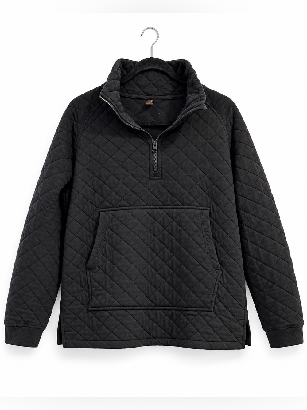 Mono B Set Quilted Hooded Pullover Jacket & Pant Set - Black Size Medium